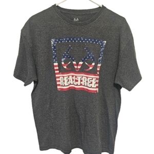 Realtree Antler Patriotic Gray Graphic T-Shirt Men's Size Large